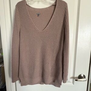 Charlotte Russe. beige knitted vneck long sleeve